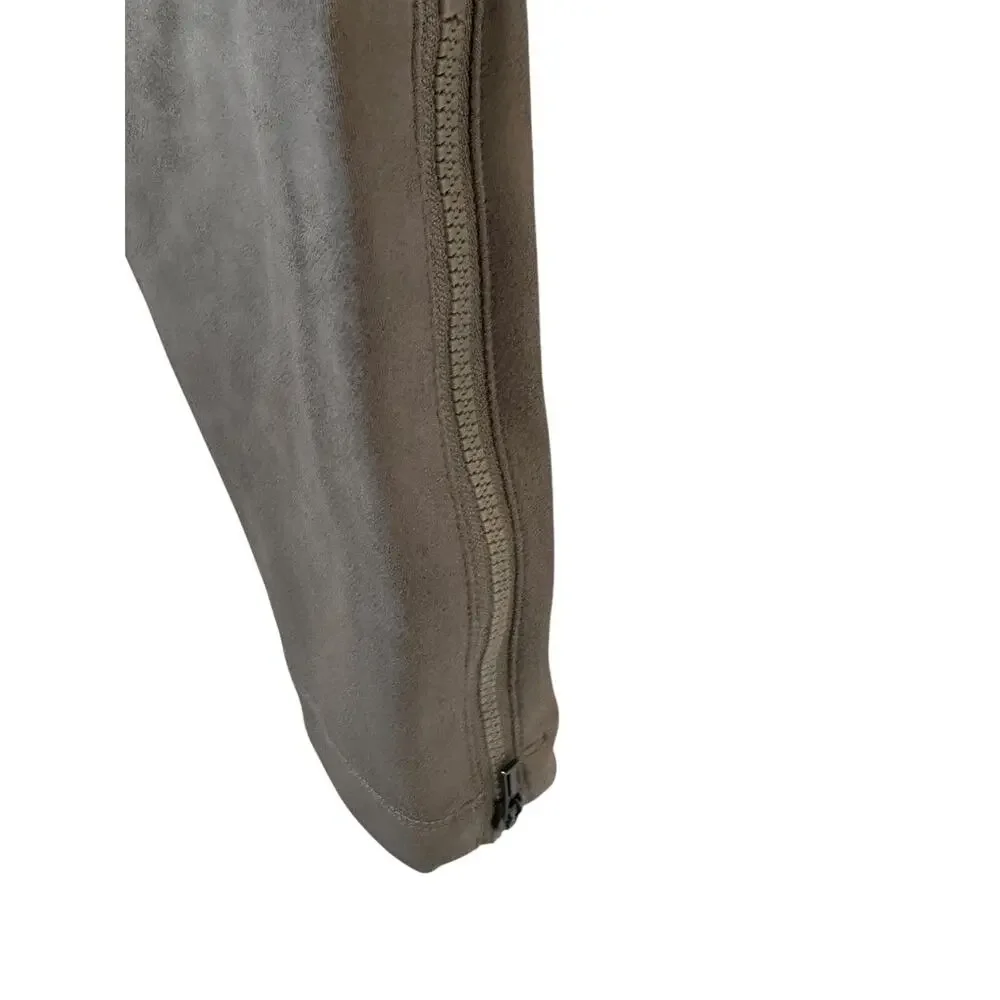 Athleta Delancey Moto Leggings Taupe Zip Pocket Size Small
